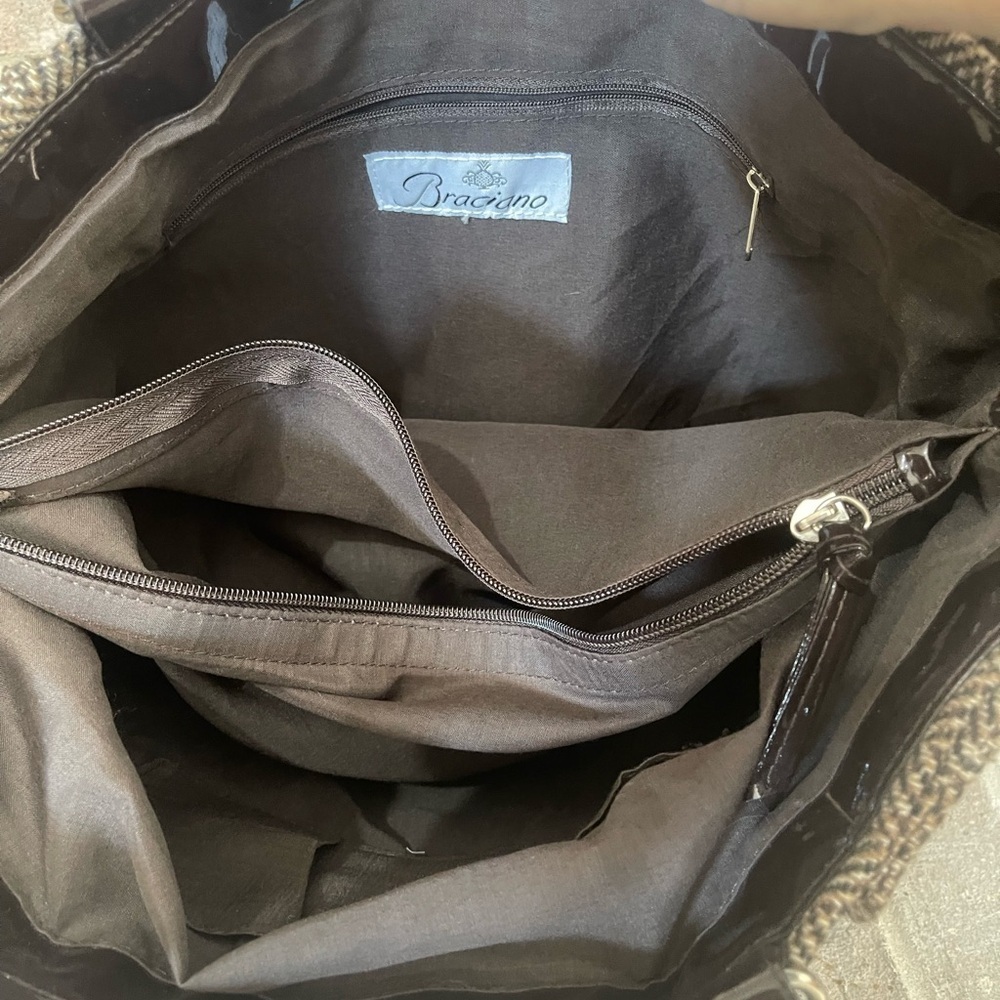 Chic Herringbone Tote Bag with Button Accents - Picture 10 of 13